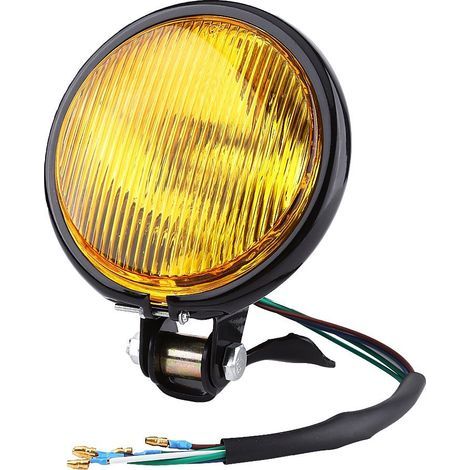 Phare Avant de Moto, Ampoule de Lampe de Moto Phare avant Rond de Moto de 5 Pouces 12V Universel (Yellow) (1/4)
