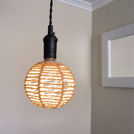 Lámpara colgante LED de cuerda natural redonda 4W 3000K estilo boho