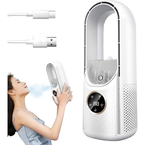 Trade Shop - VENTILATOR TAVOLO UMIDIFIZIERUNG USB PORTATILE MULTIFUNZIONALE 6 VELOCITY BIANCO -