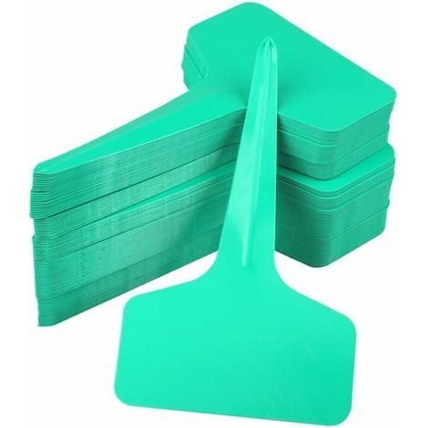 100 Plant Labels for Seedlings, Vegetable Garden, Waterproof Plastic for Outdoor Use, Green, 10x6 cm (1/5)