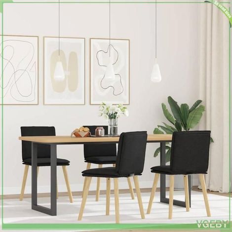 Chaise de salle à manger - 3315357 - lot de 4 - tissu noir - structure métal & pieds bois massif (1/5)