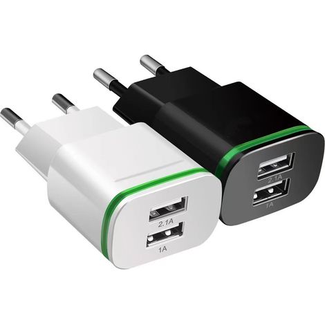 Chargeur Prise USB Secteur, 2-Pack 2.1A 5V 2 Ports Adaptateur Alimentation Universel LED Replacement for iPhone 11 XR X XS Max 8 7 6 6S Plus 5S, Samsung Galaxy/Note, Pad, Xiaomi Telephone