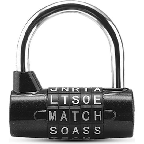Cadenas à combinaison à 5 cadrans, serrure à code à combinaison de lettres, cadenas à mot de passe pour casier de gym, armoire, armoire, camping-car, boîte à outils, clôture(Le noir) (1/5)