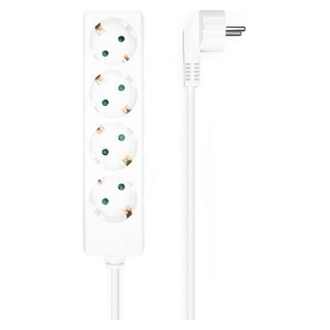 Aisens Mehrfachsteckdose 4 Steckdosen ohne Schalter mit Kabel 3x1,5mm2, weiß, 1,4m