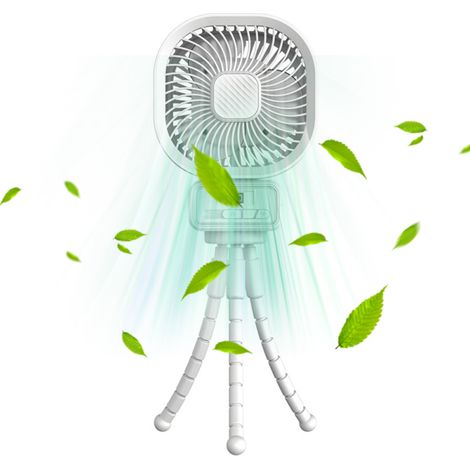 Ventilador para cochecito con pinza de trípode flexible, pantalla LED, batería de 5000 mAh, mini ventilador con clip y luz nocturna, 3 velocidades, recargable, para asiento de coche, cuna, cinta de co