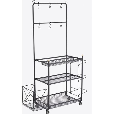 Support de rangement pour tapis de Yoga, organisateur de gymnastique à domicile en acier au carbone avec roues à 360 degrés noir (1/5)