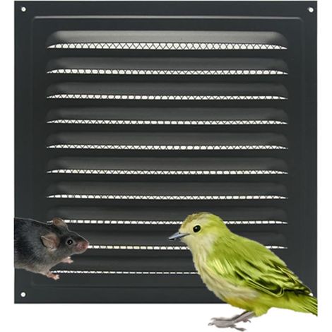 Grille d'aération murale carrée en métal avec moustiquaire intégrée pour aménagement de la maison 25 x 25 cm (1/5)
