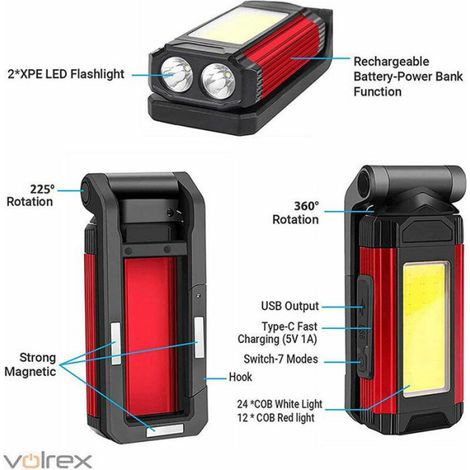 Baladeuse de Chantier - - Rechargeable - 4000 Lm - 20 W - IPX6 Étanche (1/4)