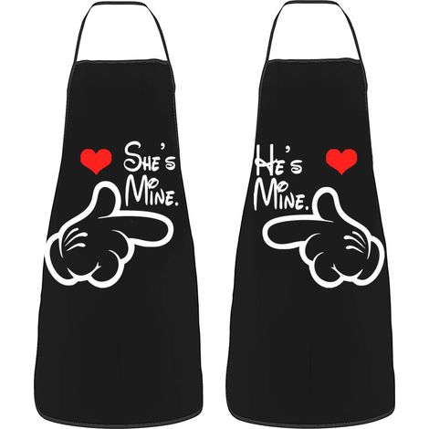 Lot de 2 Tabliers de Cuisine - Tabliers Couples - Design Assorti - Réglables - Pour Barbecue et Cuisine - Homme et Femme (1/5)