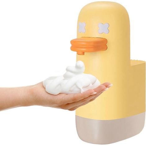 Distributeur de savon mousse automatique 350 ml en forme de canard mignon, sans contact, alimenté par USB, infrarouge, pour la maison, la cuisine, les toilettes et le bureau. (1/5)