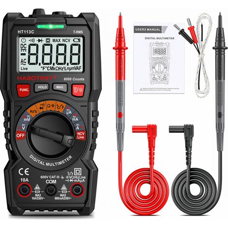 Digital multimeter, full LCD screen, multifunction tests including stability, continuity, capacitance, frequency and diode test, supply voltage and NCV (1/4)