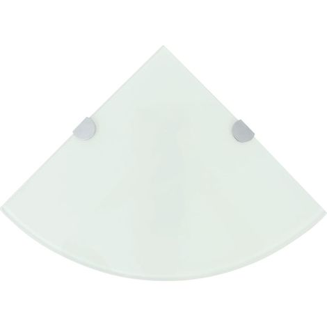 Mensola angolare con staffe cromate e vetro bianco 35 x 35 cm 2702224/2
