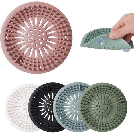 Adatto per confezione da 5 filtri di scarico in silicone, protezione universale per capelli, ventosa per doccia, bagno e cucina (1/2)