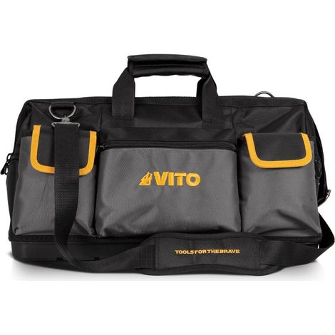 Sac à outils Professionnel 35L 8 Poches 17 compartiments Charge 25Kg Base rigide Fond étanche Bandoulière Confort VITO (1/5)