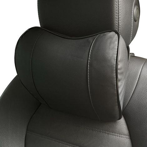 Repose-tête voiture cuir et mousse à mémoire de forme, noir (1/5)