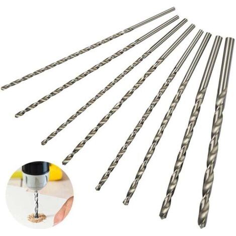 Jeu de forets extra longs 8cps 200 mm, diamètre 4 mm, 4,2 mm, 4,5 mm, 5 mm, 5,2 mm, 6 mm, 8 mm, 10 mm (1/5)