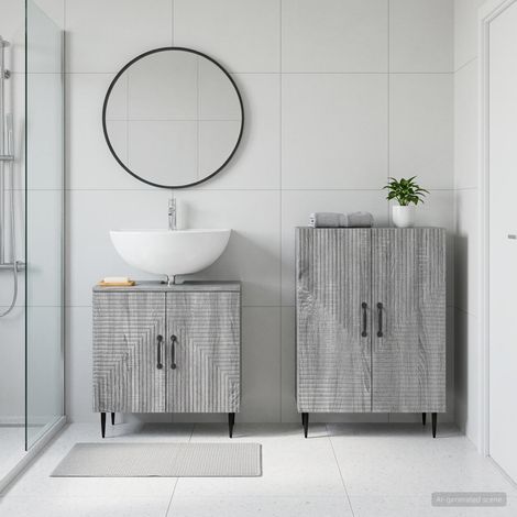 vidaXL 2 Piece Bathroom Cabinet Set HAARLEM Grey Sonoma (1/5)