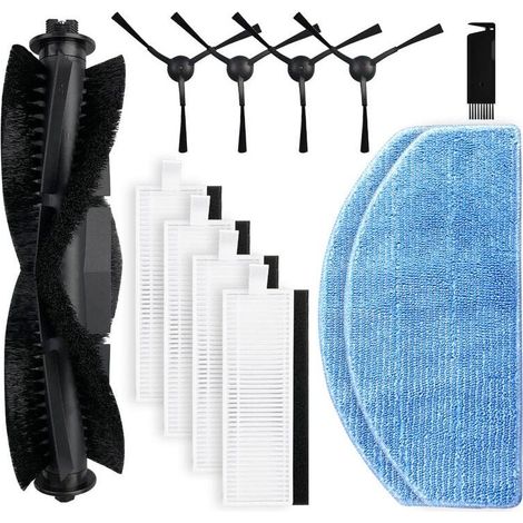 Remplacement compatible avec robot aspirateur Honiture G20 / G20 Pro, 1 brosse rotative, 4 brosses latérales, 4 filtres Hepa, 2 lingettes serpillière accessoires de rechange,1outil de nettoy (1/5)