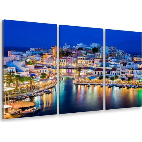 Tableau triptyque Tableau photo agios nikolaos crète - 90x60 cm Toile imprimée (1/5)