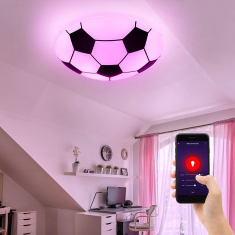 Smart Home Kinder Decken Lampe DIMMBAR Fußball Glas Leuchte Alexa Google im Set inkl. RGB LED Leuchtmittel