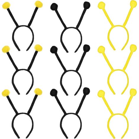 FRCOLOR Lot de 9 serre-têtes abeille à pompons et antennes, accessoires de déguisement pour Noël, Halloween et cosplay.