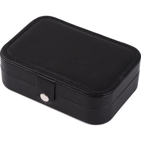 Portagioie - piccolo organizer a due livelli in similpelle per anelli, collane e orecchini (nero) (1/5)