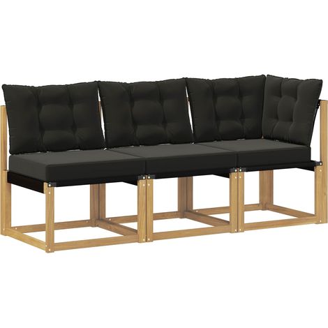 Outdoor Mittel- und Ecksofa mit Kissen 3 Stück Weiß vidaXL