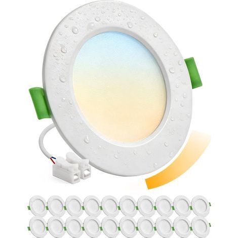 Pack of 20 LED Recessed Spotlights, Dimmable 5W, IP44, 68mm-80mm Cutout, For Bathroom, Kitchen, Living Room (1/5)