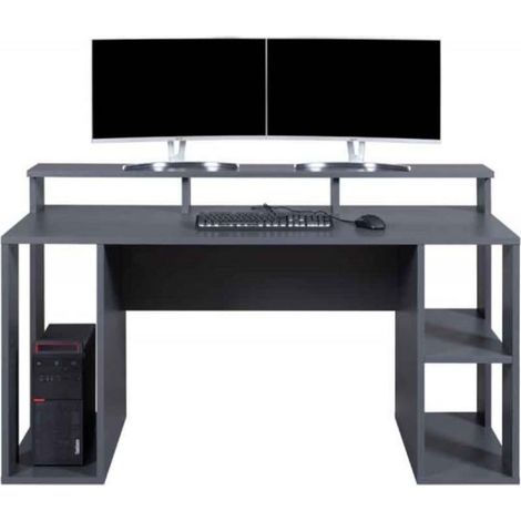 SCRIVANIA MULTIMEDIALE MATCH-POINT GAMING 160x91x76.5CM LAMINATO GRIGIO TITANIO (1/5)