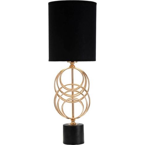 Lampada da tavolo "Circly" in metallo color oro e tessuto colore nero per interni -Ø 20 x 58 cm (1/5)
