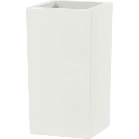 Vaso Quadrato Indoor e Outdoor Tera Schio Cubo Alto Chalk 41x41 cm in Plastica Bianco Gesso