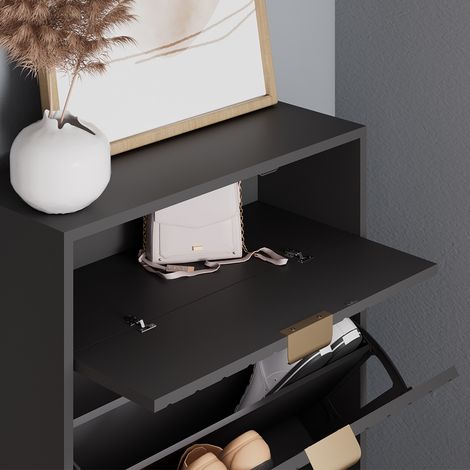 Zapatera Helge, Negro, 60 x 107.5 cm 2 compartimentos, Vicco