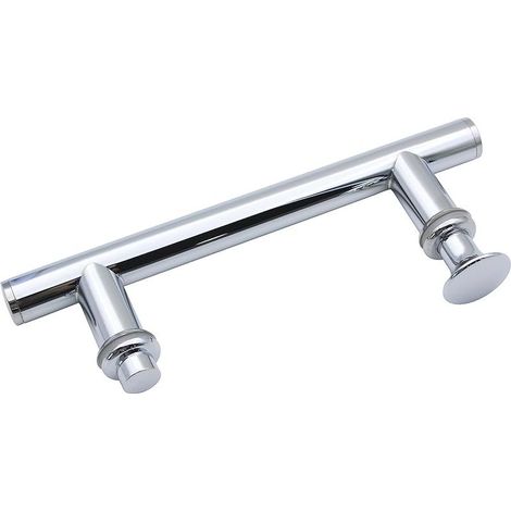 Poignée de porte de douche en acier inoxydable 304 avec bouton en plastique, 1 poignée de porte de douche ronde en verre, armoire de salle de douche 145 mm trou à trou (1/5)