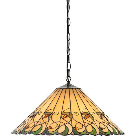 Lampada a sospensione Tiffany Jamelia vetro ambra 3xE27 (1/5)