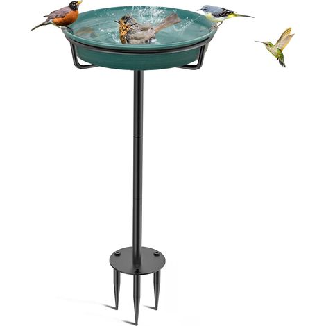 Bain D'oiseaux Extérieur - 1 Unité - Métal Et Plastique - Bol Détachable - Jardin Et Terrasse - Noir (1/5)