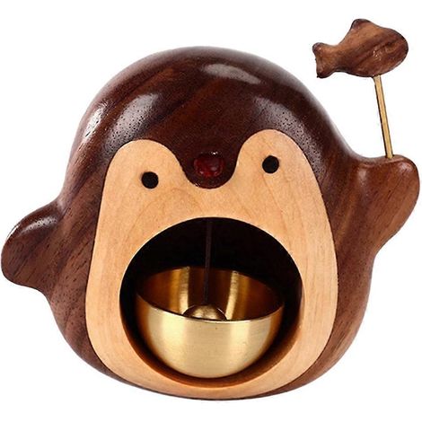 Sonnette en bois, carillons éoliens en noyer noir, cloches en bronze, série Penguin (1/5)