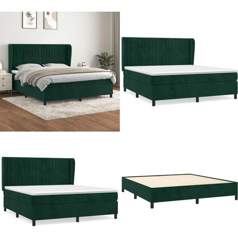 Sommier à lattes de lit et matelas Vert foncé 180x200cm Velours - Lit Tapissier - Lit Velours - Lit Double - Literie - Chambre À Coucher - Home & Living (1/5)
