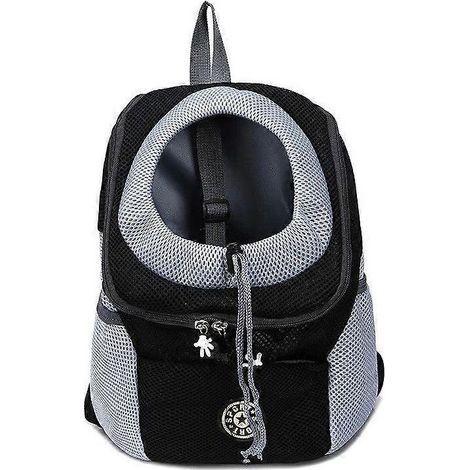 Sac à dos pour chien avec bandoulière respirante, idéal pour les petits et moyens chiens, chats et lapins, parfait pour les voyages et la randonnée (noir), taille L. (1/5)
