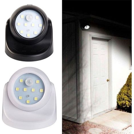 Lámpara de jardín para interior/exterior giratoria 360°, a pilas, con sensor de movimiento, luz LED de seguridad, 2 unidades. (1/5)