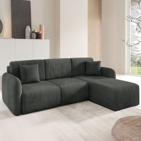 Sofa-Bett mit Ranco-Ecke, Stauraum, verstellbar, wendbar, 245x185 cm Dunkelgrau (1/5)