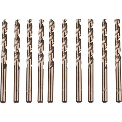 Lot de 10 forets hélicoïdaux en acier rapide M35 HSS or cobalt pour perceuses métriques à haute vitesse 6 mm x 93 mm pour perçage des Acier inoxydable et métal (1/5)