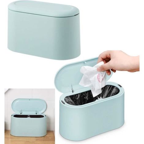 Poubelle de Bureau - Modèle Pop-up - Couleur Bleu - Matériaux PP - 22x13x11cm bleu (1/4)