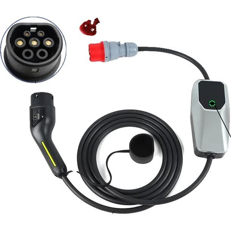 Cargador para vehículos eléctricos, compatible con tipo 1/2, corriente de carga ajustable, T2 32A trifásico, 4 metros. (1/2)