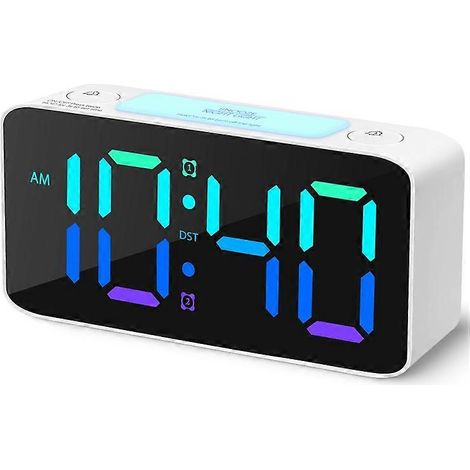 Réveil ultra-puissant pour adultes au sommeil profond, réveil numérique avec veilleuse 7 couleurs blanche (1/5)