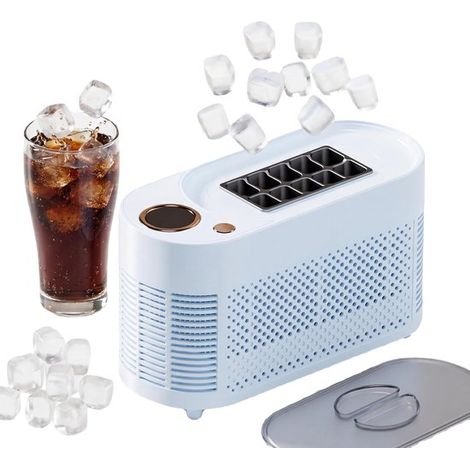 Máquina de hielo portátil, mini máquina de hielo para coche de 12 V CC, con toma para encendedor de cigarrillos para viajes y acampadas (azul) (1/5)