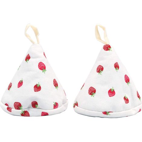 Une Paire 4.3inch Triangle Pratique Gants De Four en Coton Mignon pour Couvercle De Pot Gants Anti-brlure Cuisson Cuisson Poignée Gants De Four - Fraise (1/5)