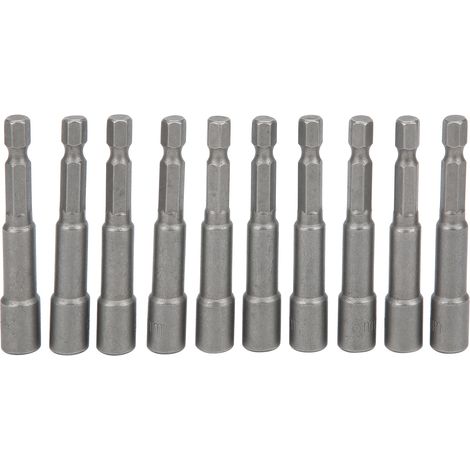 Jeu de 10 douilles hexagonales magnétiques robustes en acier au chrome-vanadium, outils à main 6 x 6,35 mm