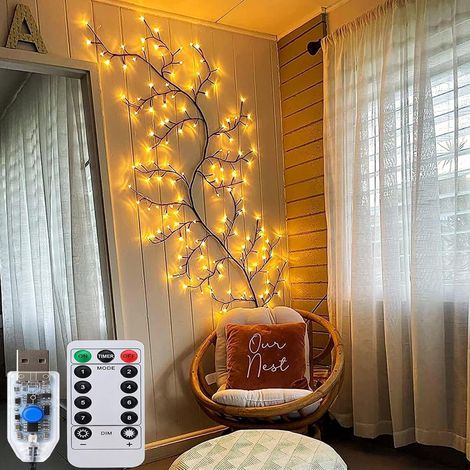 Arbre Lumineux LED 1,2m 48 LED - Guirlande Lumineuse en Forme de Vigne, Lampe Murale Fleurs de Cerisier avec Télécommande et 8 Modes d'Éclairage pour Décoration Intérieure (1/5)