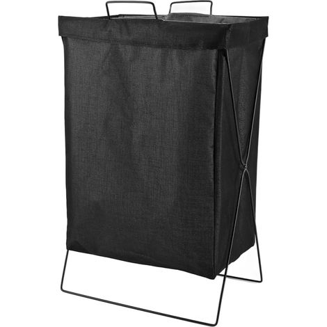 Panier à linge pliable, cadre en fer épais, long rectangle, bac de rangement pour vêtements, jouets, livres et serviettes, noir, petit format (1/5)