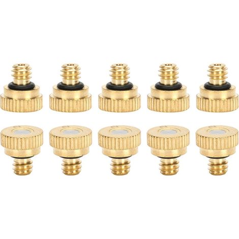 10 pièces Buses de brumisation en Laiton, buse de système de brumisation de tête de pulvérisation extérieure à Basse Pression d'eau du Robinet de 0,2 mm (1/4)